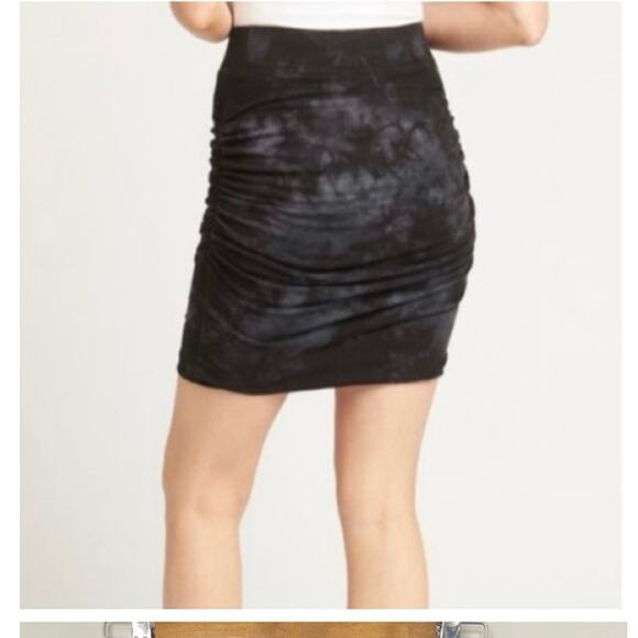 Sundry for Evereve Soleil Skirt Tie Dye Black Sz 1 Small Bodycon Ruching - Picture 2 of 10